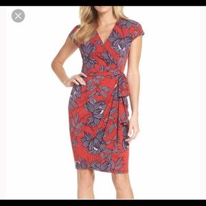 Maggy London 10 sexy floral red wrap dress